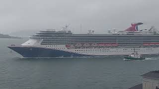 Carnival Pride leaving Cobh in the Storm Betty 18th August 2023 [upl. by Notlrak669]