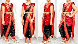 5 METER COTTON SAREE DRAPING IN NEW DHOTI STYLE SAREEDHOTI SAREE KAISE PAHNEHINDI [upl. by Severin481]