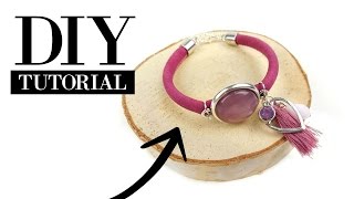 Zelf Een Armband Van Leer Met Cabochon Maken  DIY Tutorial Sieraden Maken [upl. by Hilliard]