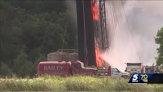 4 injured after Grady County oilfield explosion fire officials say [upl. by Pasol]