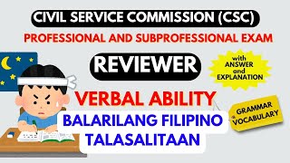 CSC PROF AND SUBPROF REVIEWER VERBAL ABILITY Balarilang Filipino and Talasalitaan [upl. by Rifkin158]