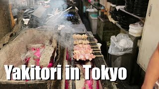 Yakitori in Tokyo with binchotan japanese style charcoal 焼き鳥 [upl. by Nnael]