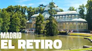 Summer in Madrid Spain El Retiro Park Walking Tour  4k HDR [upl. by Fellner675]