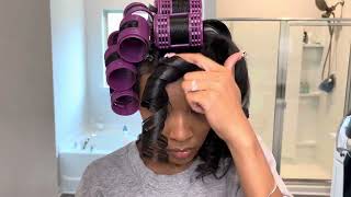 HOW TO STRAIGHTEN NATURAL HAIR WITHOUT HEAT DAMAGE  MAGNETIC ROLLER SET ON NATURAL HAIR [upl. by Suoivatco]