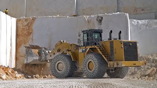 CAT 993K Loader Eathmoving Work in White Marble Quarry [upl. by Nosduj]