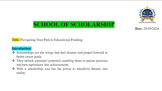 How to Secure Foreign scholarship  School of Scholarship  Basic Guidelines [upl. by Hirai514]