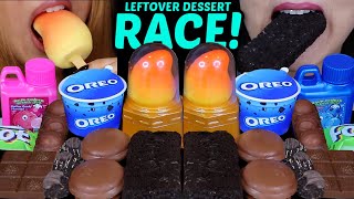 ASMR LEFTOVER DESSERT RACE VIRAL MANGO ICE CREAM OREO SUNDAE FERRERO ROCHER GUMMY ROLL CANDY 먹방 [upl. by Englis291]