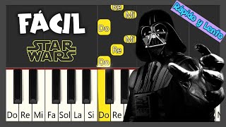 STAR WARS TEMA  VERSIÓN FÁCIL Y CORTA  PIANO TUTORIAL CON NOTAS [upl. by Zehe]