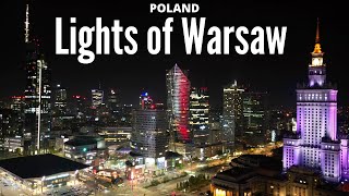 Lights of Warsaw  4K drone hyperlapse [upl. by Rolph91]