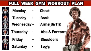 Full Week Gym Workout Plan  Perfect Plan for Best Results  Symmetrical Development [upl. by Einnep]