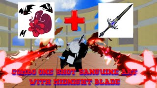 『Best One Shot Combo Sanguine Art  Midnight Blade Rework』Bounty Hunt  Blox Fruit Update 20 [upl. by Ynittirb]