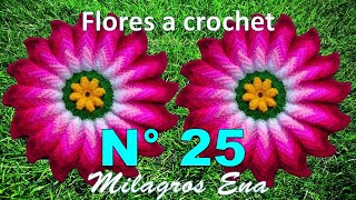 Como tejer la Flor N° 25 a crochet para aplicar en tapetes centros de mesa y cuadrados para colchas [upl. by Yenetruoc]