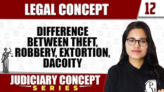 Legal Concept 12  Difference between Theft Robbery Extortion Dacoity  Judiciary Preparation [upl. by Eirek552]