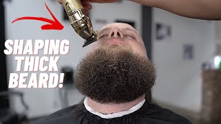 How To Shape A Thick Beard Shaping Beard With Line Up [upl. by Yekcor]