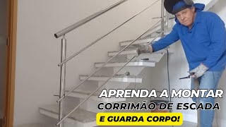 ✅Como fazer corrimão de escadaE GUARDA CORPO DE INOX [upl. by Laflam]