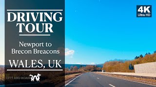 Scenic drive in Wales from Newport to Brecon Beacons National Park  UK Slow TV [upl. by Atin]