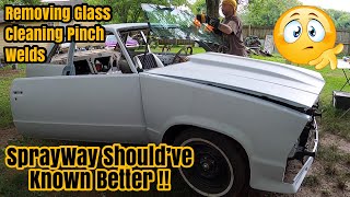 How To Remove Windshield amp Back Glass To Clean Up Pinch Welds From Rust  1979 Chevy Malibu GBody [upl. by Raddie]