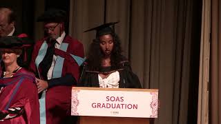 Students Union Vote of Thanks  Halimo Hussain  SOAS Graduation 2018  SOAS University of London [upl. by Nimsaj]