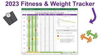 Exercise amp Weight Tracker for Year 2023  Set Fitness Plan amp Weight Loss Goals  Excel Spreadsheet [upl. by Lenna]