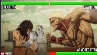 Eren vs Reiner amp Gallierd with healthbars  Attack on Titan S04 2022 [upl. by Simona]