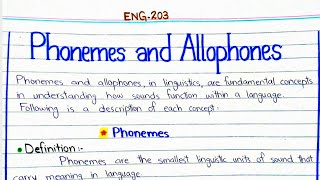 Phonemes and Allophones ENG203 linguistics 3rdsemester pu [upl. by Aeslehc]