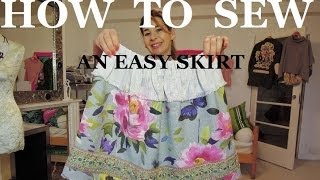 How to Sew an Elasticated waist skirt for beginners [upl. by Legim996]