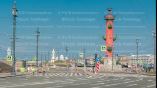 Birzhevoy Bridge and the rostral column timelapse XXVII International marathon in Saint Petersburg [upl. by Kaja]