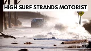 01102024 Falmouth MA  Motorist Stuck In Sand In Ocean Flood Waters  Cape Cod  Winter Storm [upl. by Deina631]