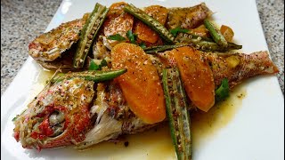 Steamed Fish and Okra  Steamed Snapper Recipe Sunday Dinner [upl. by Johnna]