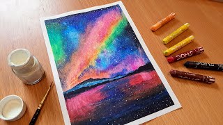 Night scenery with oil pastels easyShorts [upl. by Waylin]