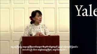 Daw Aung San Suu Kyi Speech at Yale with Myanmar Substitle [upl. by Meekahs]