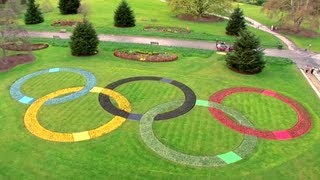 Giant Olympic Rings in Kew Gardens  London 2012 100daystogo [upl. by Genesa]