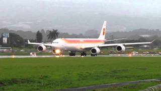 Iberia Airbus A340600 Wet Take Off MROC Costa Rica [upl. by Black]