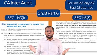 Sec 143 1 3 amp 12 of Companies Act 2013  CA Inter Audit Ch 8 Part 6  May 2024 onwards [upl. by Oibirot57]