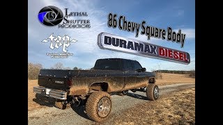 Feature  1986 Chevy Square Body  LB7 Duramax Swapped [upl. by Annoya]