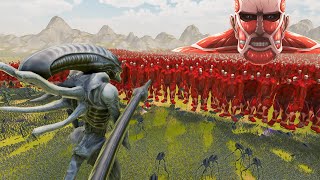 ALIEN XENOMORPH MOUNTAIN vs ATTACK ON TITAN  Ultimate Epic Battle Simulator 2 UEBS 2 [upl. by Noscire298]