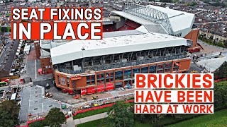 More Seats Fitted Brickwork Also Coming Along Liverpool FC Anfield Stand Expansion [upl. by Etteiram]