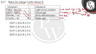 Match the column I with column II Column I Column II P HCl  Na2CO3 1 [upl. by Heloise]