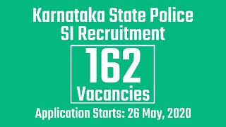 Sub Inspector Recruitment 2020 162 Vacancies Notified in KSP Check Application Procedure Here [upl. by Ardnuahs783]