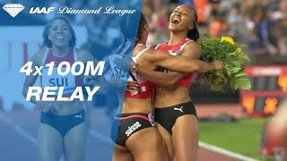 Switzerland breaks the National Record in the Womens 4x100m  IAAF Diamond League Lausanne 2017 [upl. by Lorenza959]