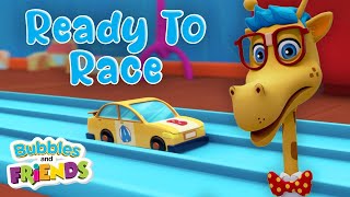 Fast and Slow Race Track  Learn with Bubbles and Friends Full Episode for Kids [upl. by Idnat512]