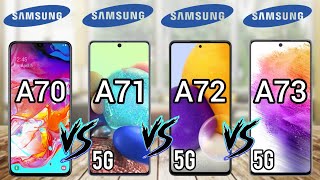 Samsung Galaxy A73 5G Vs Galaxy A72 5G Vs A71 5G Vs A70  Full Comparison 2022 [upl. by Samaj223]