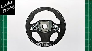 How to Draw a Car Steering Wheel [upl. by Bodrogi667]