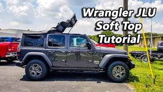 2018 Jeep Wrangler JL Unlimited Sport Soft Top Tutorial  Lowering and Raising Sunrider and Full [upl. by Dutchman]