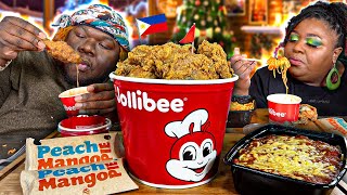 SMASHING JOLLIBEE FILIPINO FRIED CHICKEN FOR THE FIRST TIME  MUKBANG EATING SHOW [upl. by Mikahs]