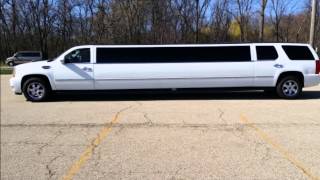 SUV Stretch Limo  White Cadillac Escalade Stretch Limousine [upl. by Barbour]