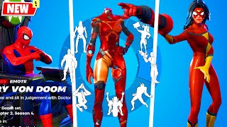 Fortnite SpiderWoman VS SpiderMan doing all GLITCHED BuiltIn Emotes and Funny Dances シ [upl. by Sebbie]