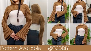 How to Crochet a Hooded Shrug  Pattern amp Tutorial DIY [upl. by Zuzana]