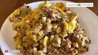 BREAKFAST GARBAGE PLATE  BLACKSTONE ESERIES GRIDDLE  JKMCraveTV [upl. by Charmian385]