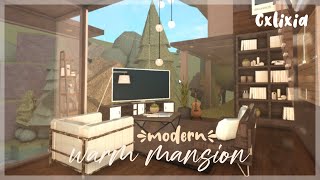 BLOXBURG  Warm Modern Mega Mansion Interior Part 2  House Build  625k [upl. by Notaek]